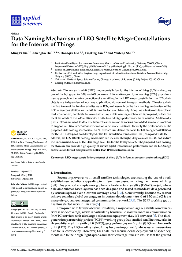 (PDF) Data Naming Mechanism of LEO Satellite Mega-Constellations for ...