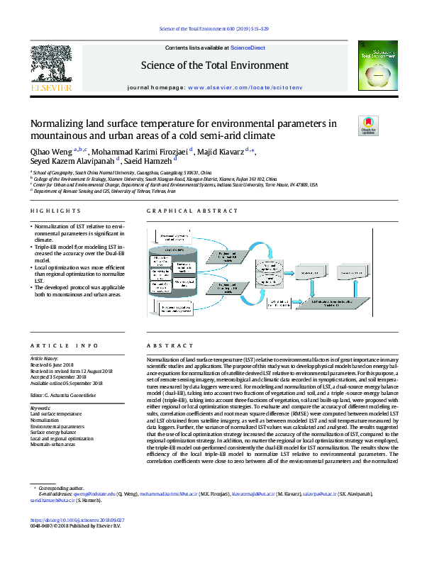(PDF) Normalizing land surface temperature for environmental parameters ...
