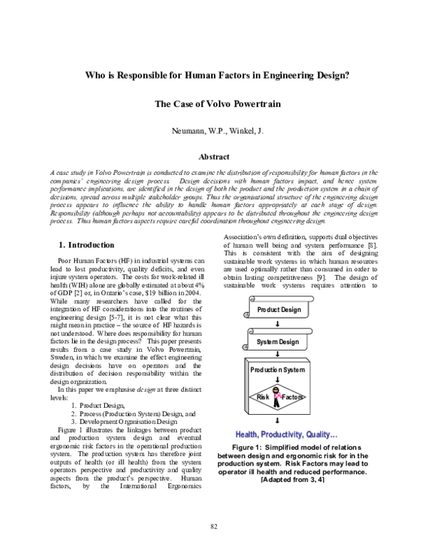 (PDF) Who is Responsible for Human Factors in Engineering Design? The ...