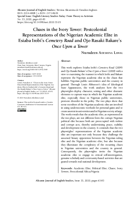 (PDF) Chaos in the Ivory Tower: Postcolonial Representations of the ...