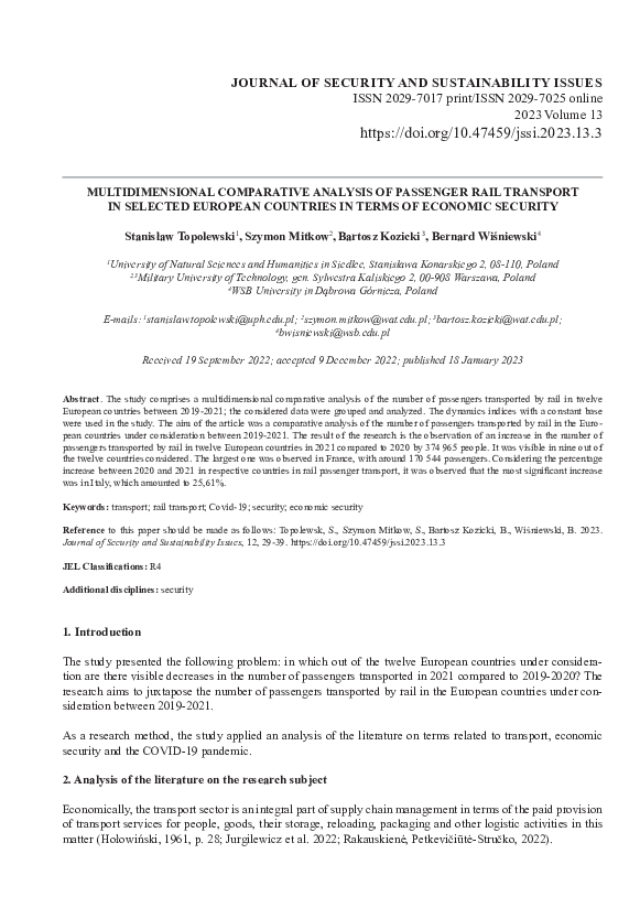 (PDF) Multidimensional Comparative Analysis of Passenger Rail Transport ...
