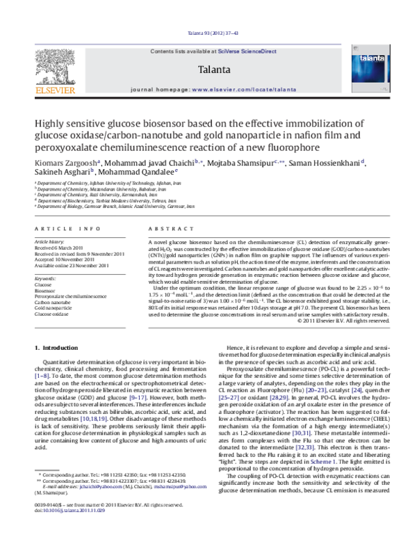 (PDF) Highly sensitive glucose biosensor based on the effective ...