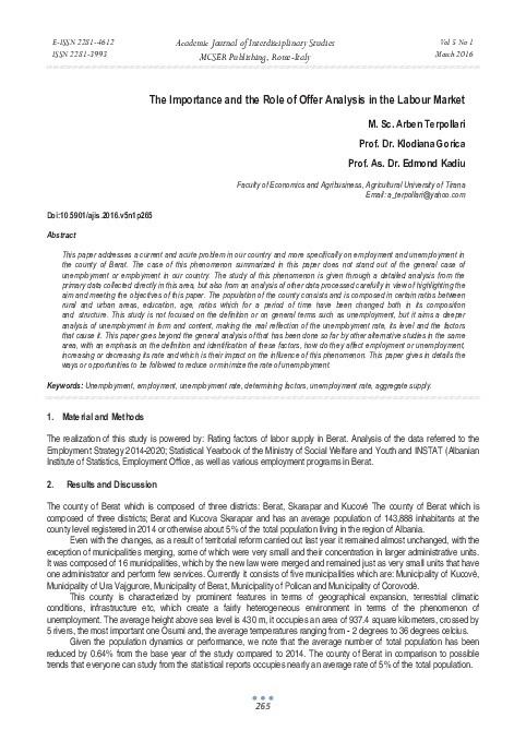 (PDF) The Importance and the Role of Offer Analysis in the Labour Market