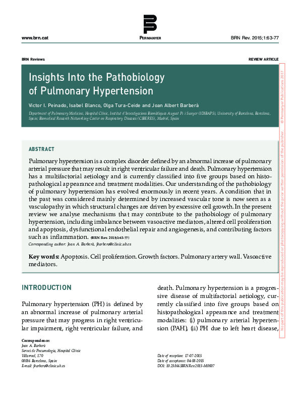 (PDF) Insights Into the Pathobiology of Pulmonary Hypertension