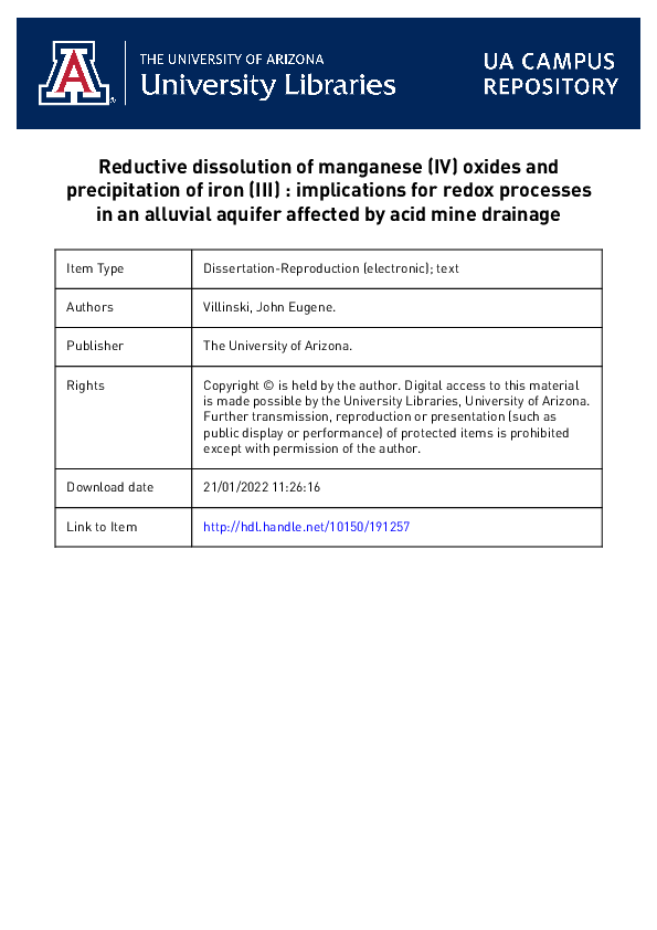 (PDF) REDUCTIVE DISSOLUTION OF MANGANESE(IV) OXIDES AND PRECIPITATION ...