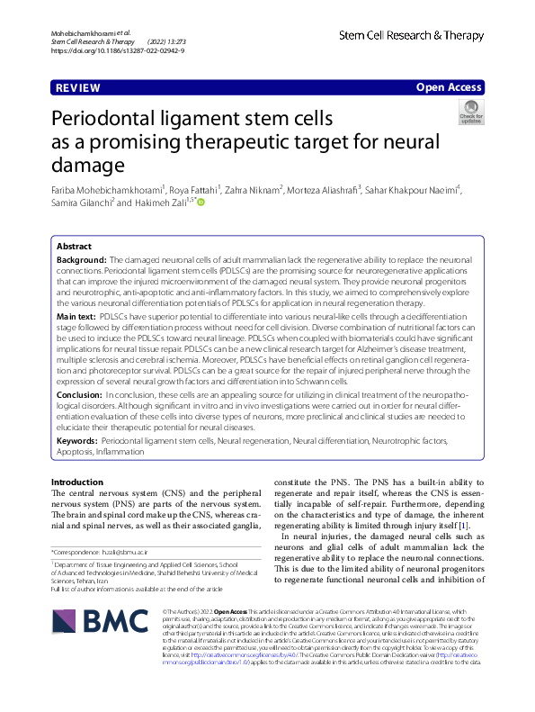 (PDF) Periodontal ligament stem cells as a promising therapeutic target ...