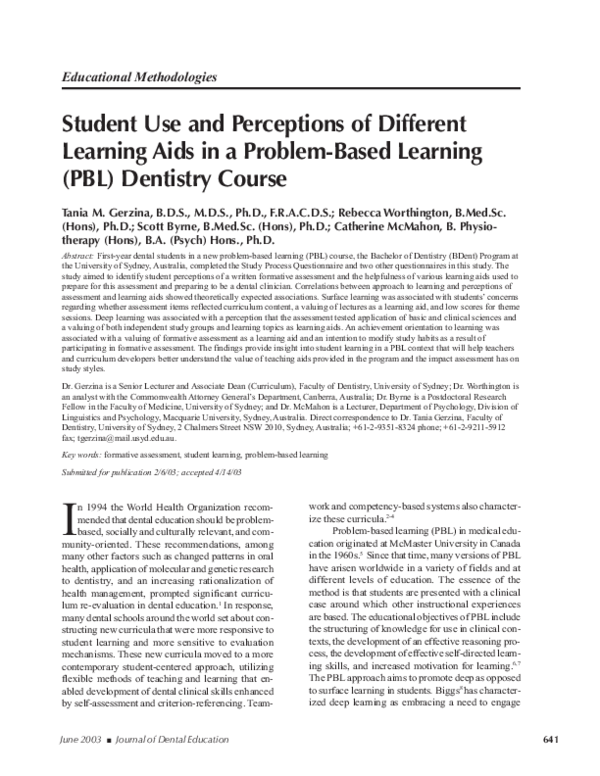 (PDF) Student Use and Perceptions of Different Learning Aids in a ...