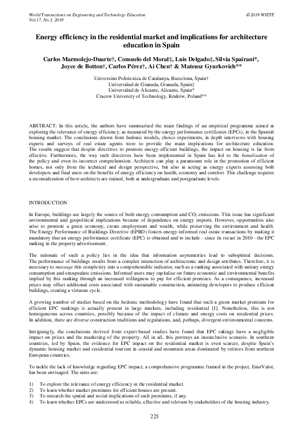 (PDF) Energy efficiency in the residential market and implications for ...
