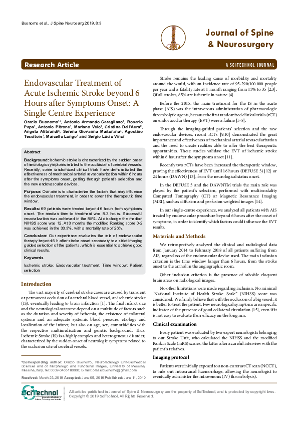 (PDF) Endovascular Treatment of Acute Ischemic Stroke beyond 6 Hours ...