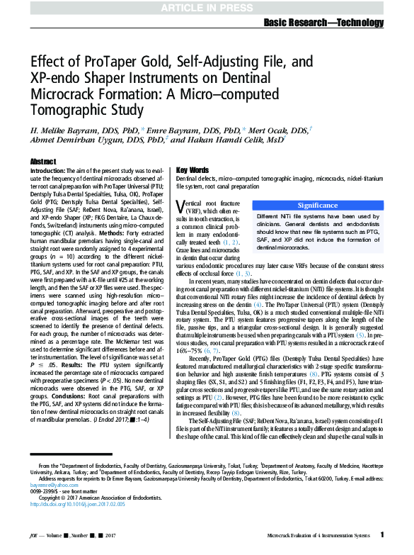 (PDF) Effect of ProTaper Gold, Self-Adjusting File, and XP-endo Shaper ...