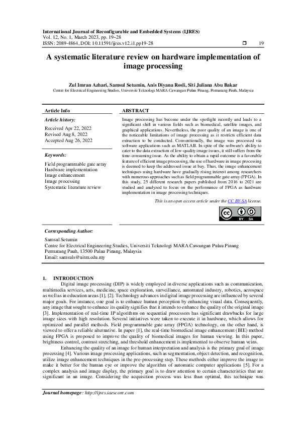 (PDF) A systematic literature review on hardware implementation of ...