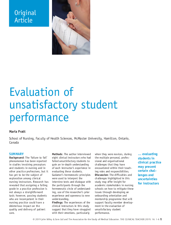 (PDF) Evaluation of unsatisfactory student performance