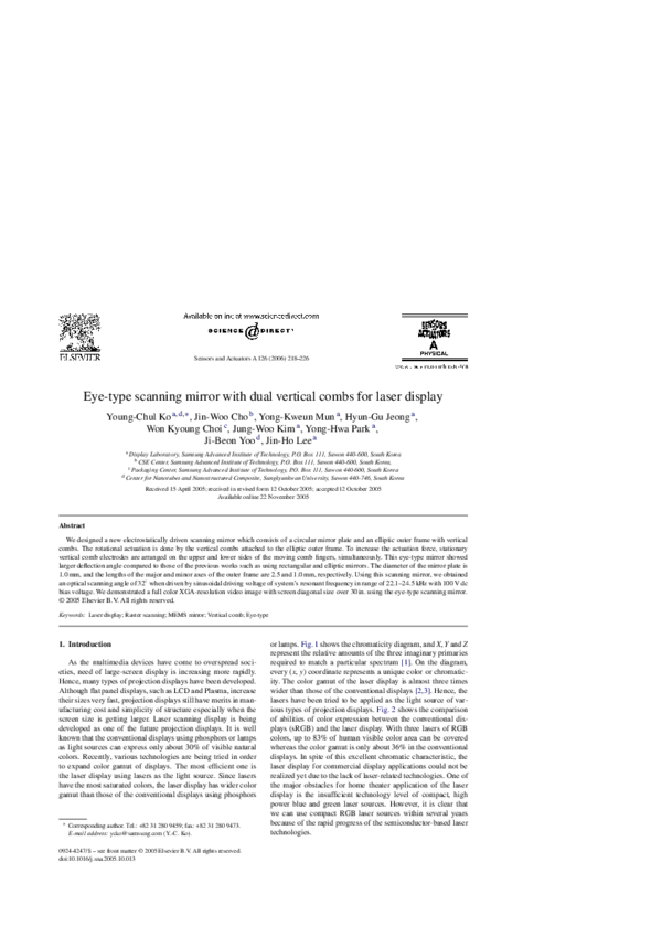 (PDF) Eye-type scanning mirror with dual vertical combs for laser display