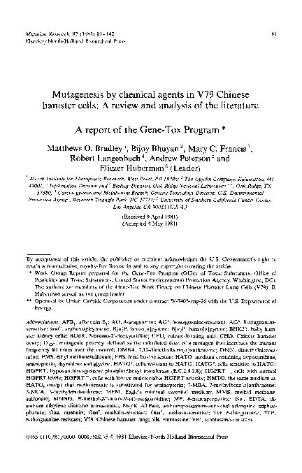(PDF) Mutagenesis by chemical agents in V79 Chinese hamster cells: A ...