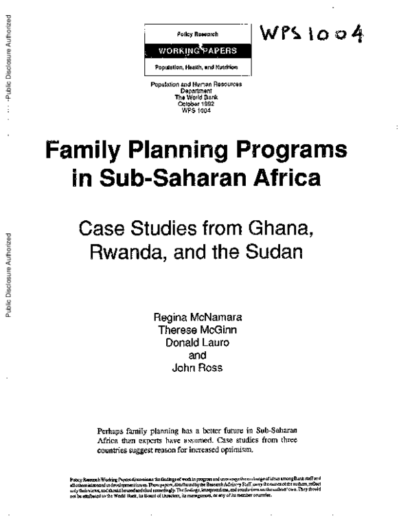 PDF Family Planning Programs In Sub Saharan Africa Case Studies From PDF Family Planning Programs In Sub Saharan Africa Case Studies From