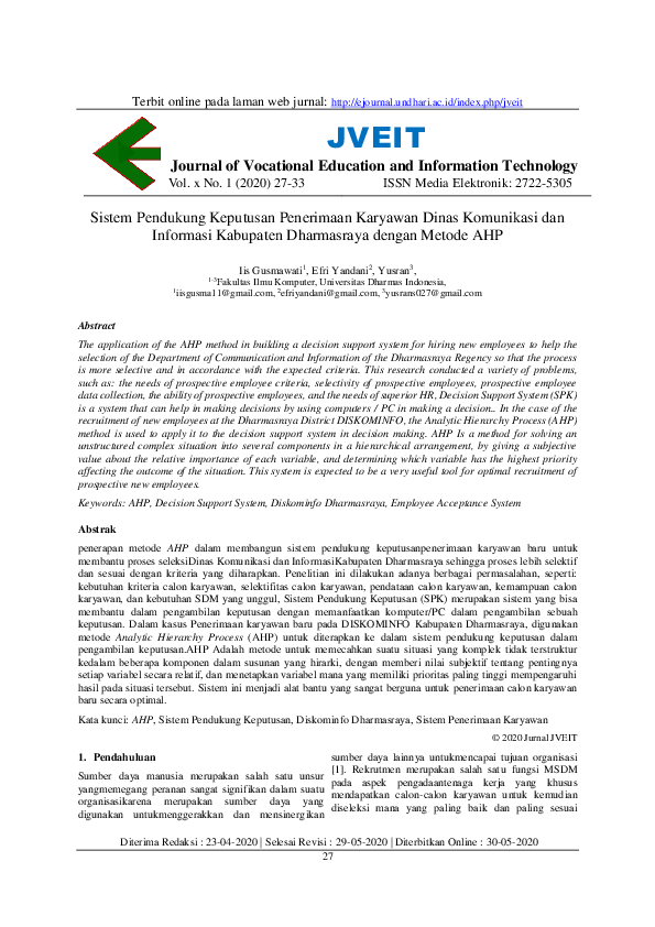(PDF) Supporting Decision System for Recruitment of New Employees in ...