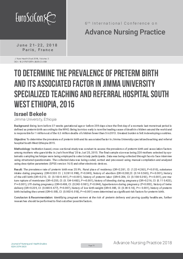 (PDF) To determine the prevalence of preterm birth and its associated ...
