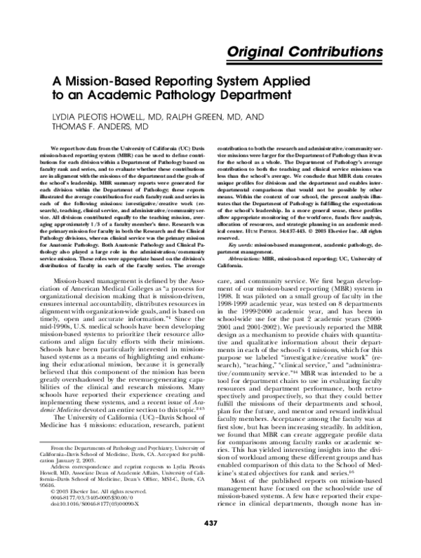 (PDF) A mission-based reporting system applied to an academic pathology ...