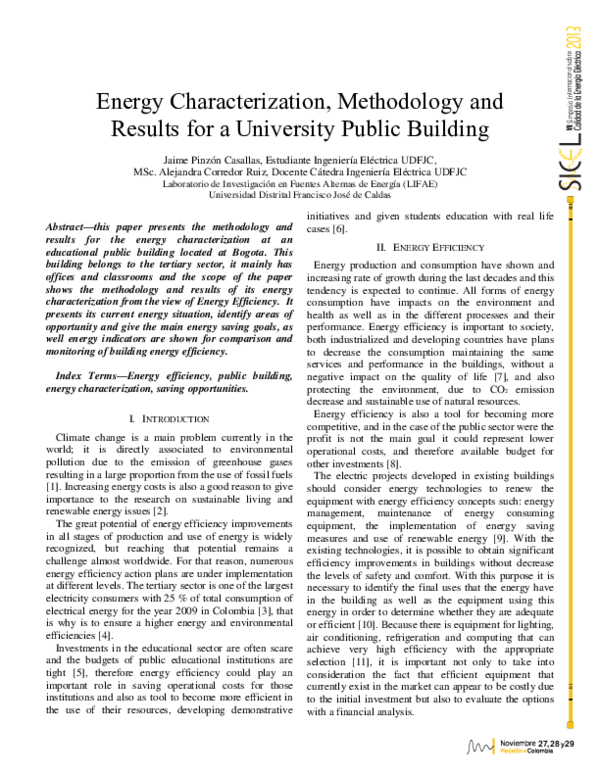 (PDF) Energy Characterization, Methodology and Results for a University ...