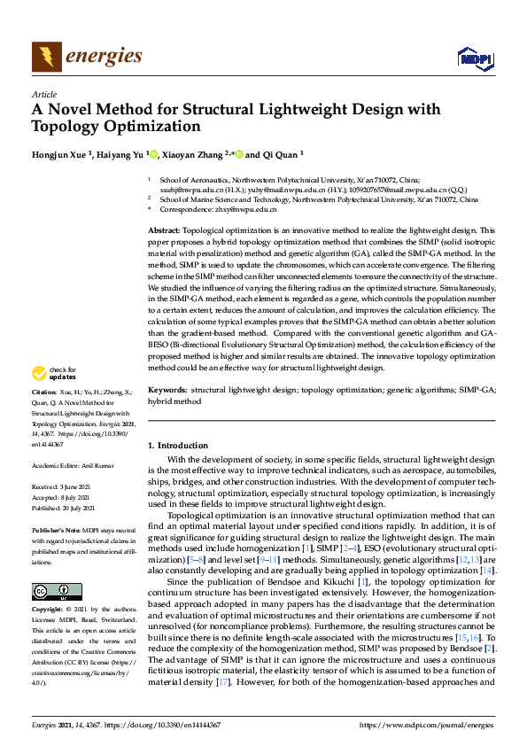 (PDF) A Novel Method for Structural Lightweight Design with Topology ...