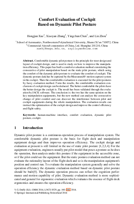 (PDF) Comfort Evaluation of Cockpit Based on Dynamic Pilot Posture