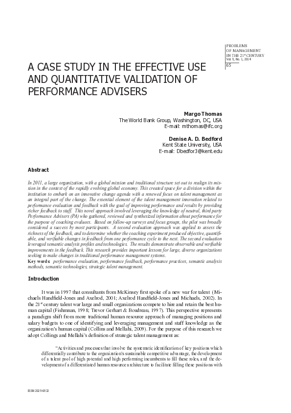 (PDF) A Case Study in the Effective Use and Quantitative Validation of ...