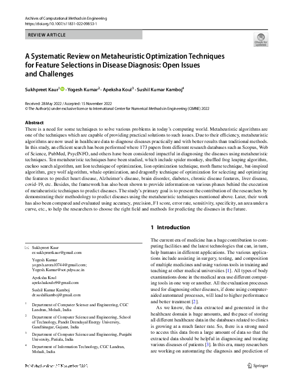 (PDF) A Systematic Review on Metaheuristic Optimization Techniques for ...