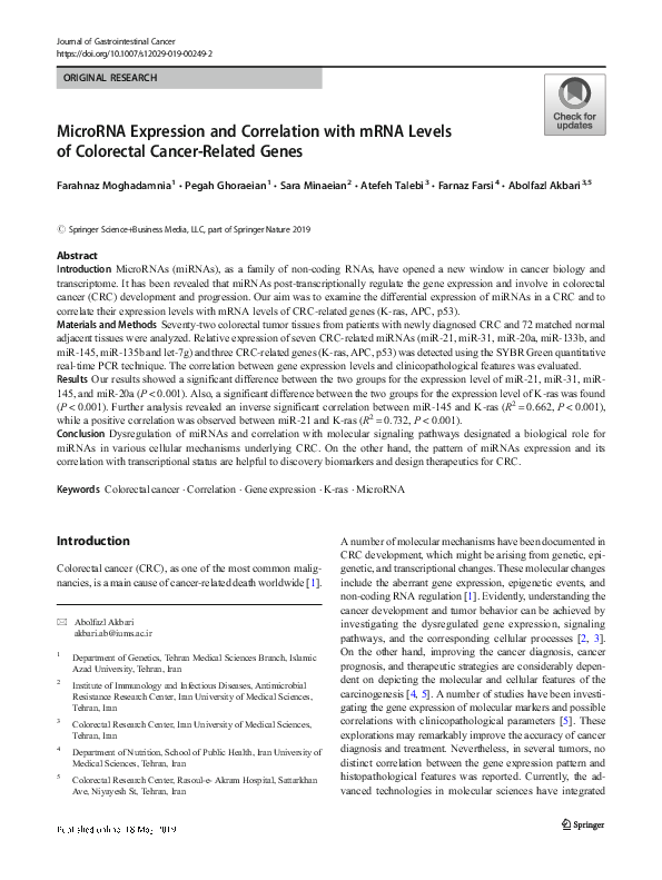 (PDF) MicroRNA Expression and Correlation with mRNA Levels of ...
