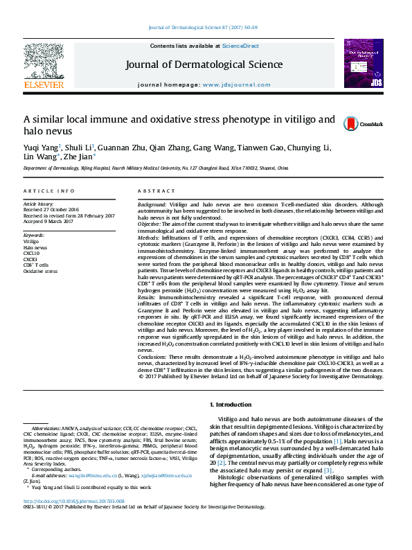 (PDF) A similar local immune and oxidative stress phenotype in vitiligo ...