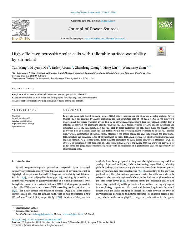 (PDF) High efficiency perovskite solar cells with tailorable surface ...