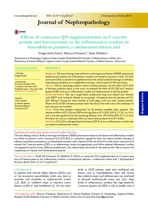 (PDF) Effects of coenzyme Q10 supplementation on C-reactive protein and ...