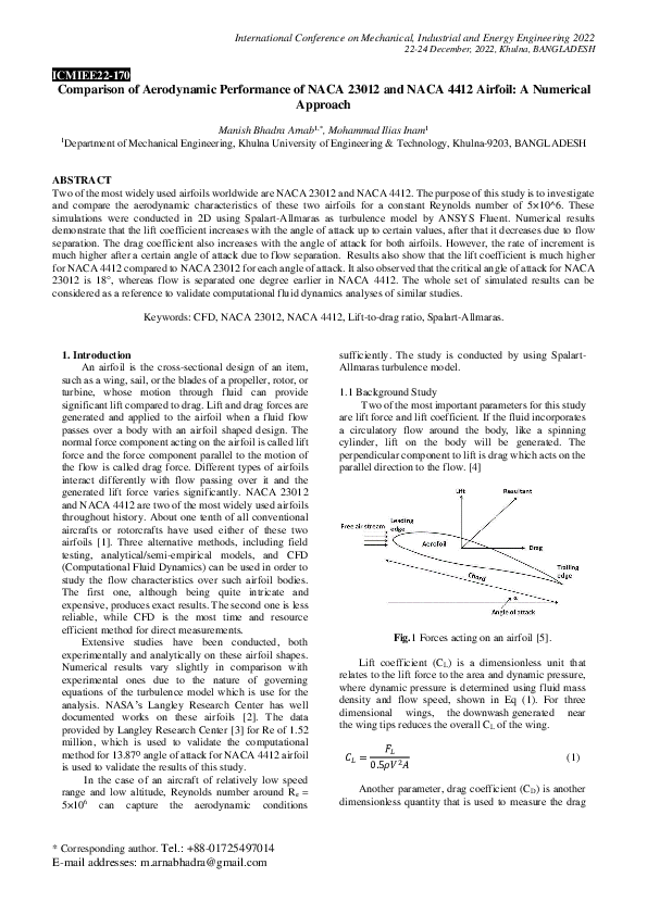 (PDF) Comparison of Aerodynamic Performance of NACA 23012 and NACA 4412 ...