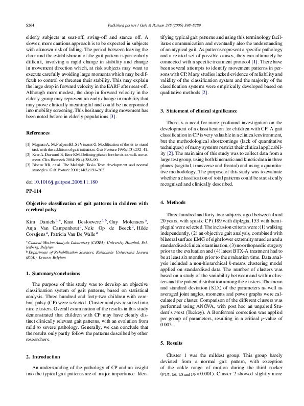 (PDF) Objective classification of gait patterns in children with ...