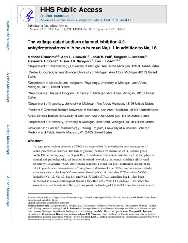 (PDF) The voltage-gated sodium channel inhibitor, 4,9 ...