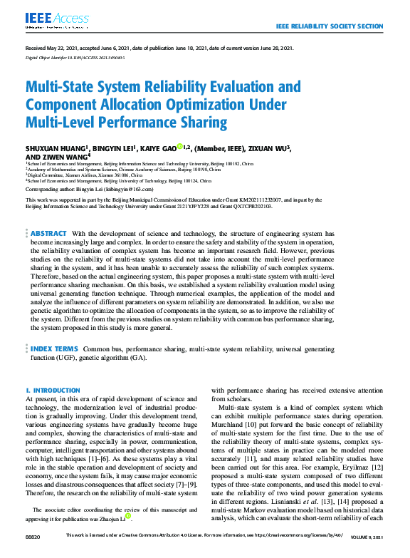 (PDF) Multi-State System Reliability Evaluation and Component ...