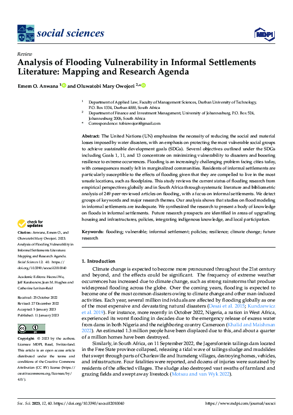 (PDF) Analysis of Flooding Vulnerability in Informal Settlements ...