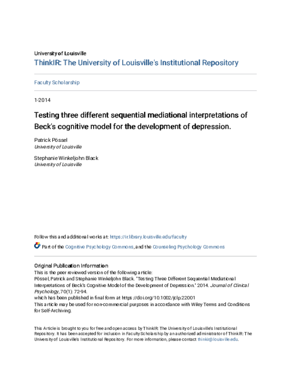 (PDF) Testing Three Different Sequential Mediational Interpretations of ...