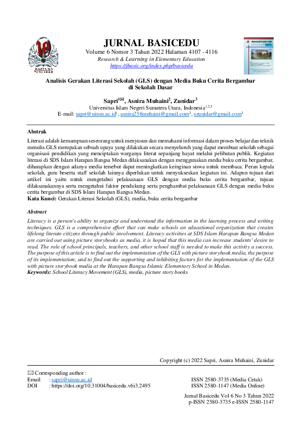 Pdf Analisis Gerakan Literasi Sekolah Gls Dengan Media Buku Cerita