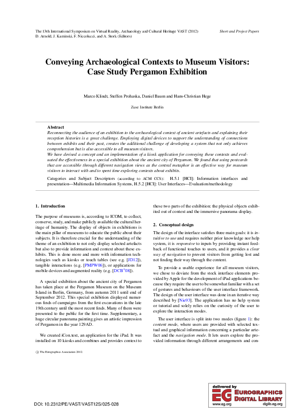 (PDF) Conveying Archaeological Contexts to Museum Visitors: Case Study ...