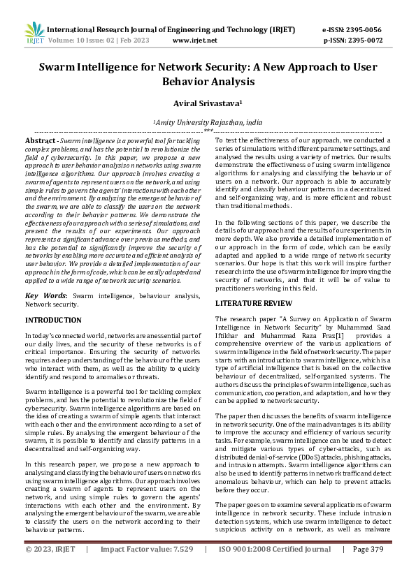 (PDF) Swarm Intelligence for Network Security: A New Approach to User ...