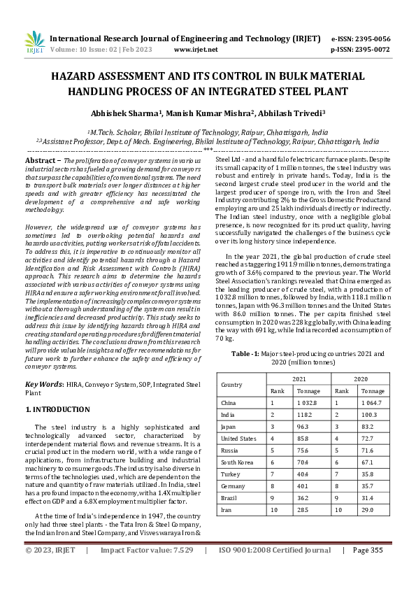 (PDF) HAZARD ASSESSMENT AND ITS CONTROL IN BULK MATERIAL HANDLING ...