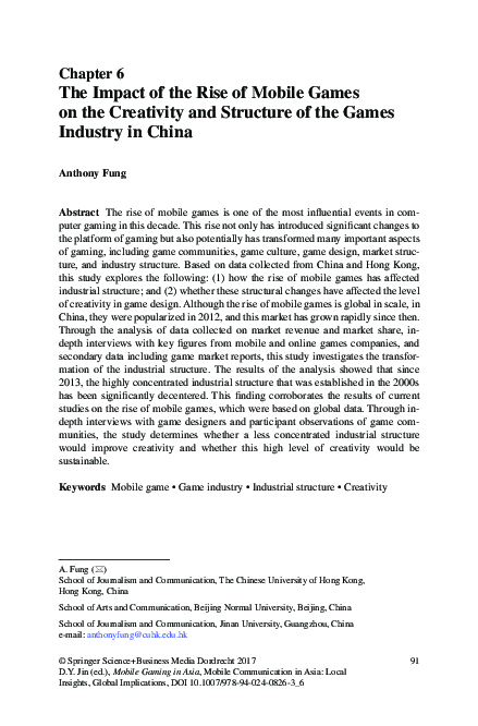 (PDF) The Impact of the Rise of Mobile Games on the Creativity and ...