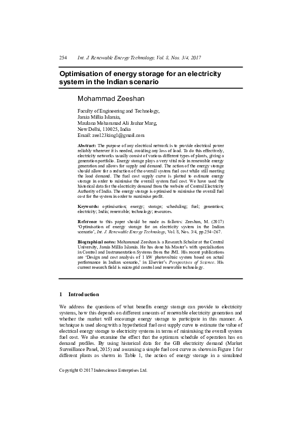 (PDF) Optimisation of energy storage for an electricity system in the ...