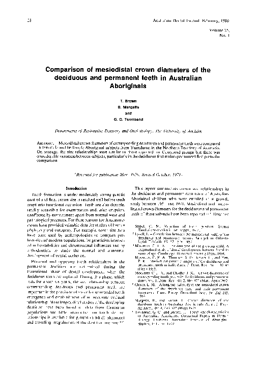 (PDF) Comparison of mesiodistal crown diameters of the deciduous and ...