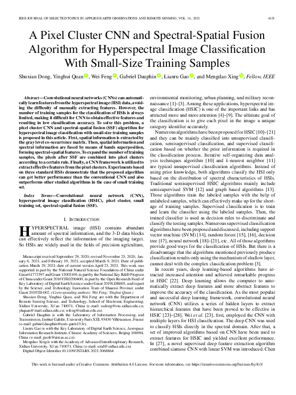 (PDF) A Pixel Cluster CNN and Spectral-Spatial Fusion Algorithm for ...