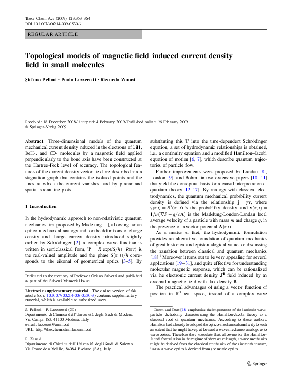 (PDF) Topological models of magnetic field induced current density ...