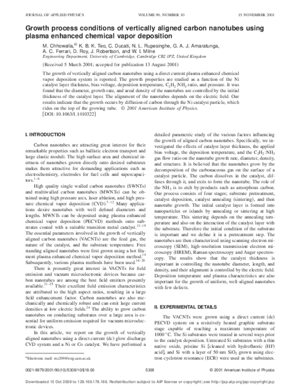 (PDF) Growth process conditions of vertically aligned carbon nanotubes ...