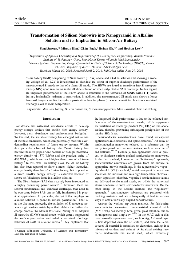 (PDF) Transformation of Silicon Nanowire into Nanopyramid in Alkaline ...
