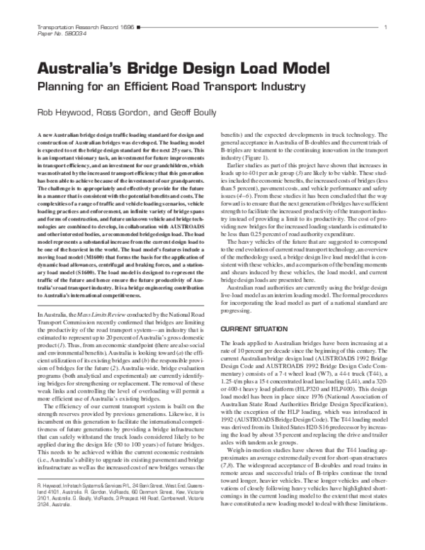 (PDF) Australia’s Bridge Design Load Model Planning for an Efficient