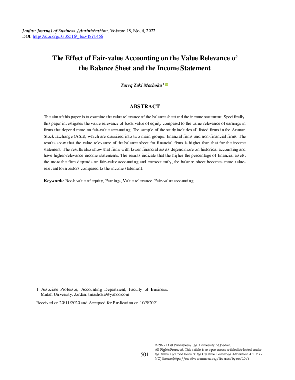 (PDF) The Effect of Fair-value Accounting on the Value Relevance of the ...